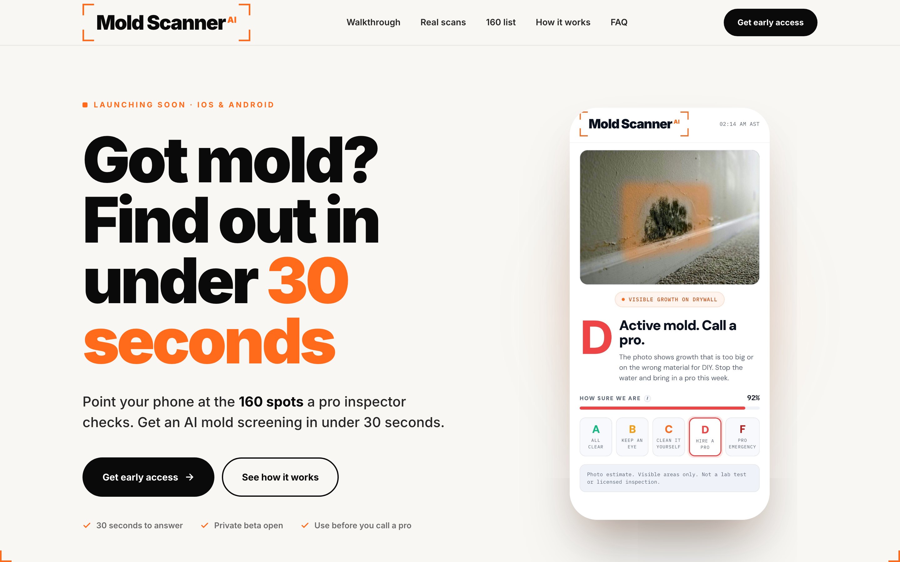 Mold Scanner AI website